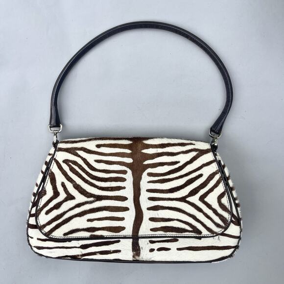 Prada Vintage Zebra Design Pony Hair Shoulder Bag - Picture 2 of 16